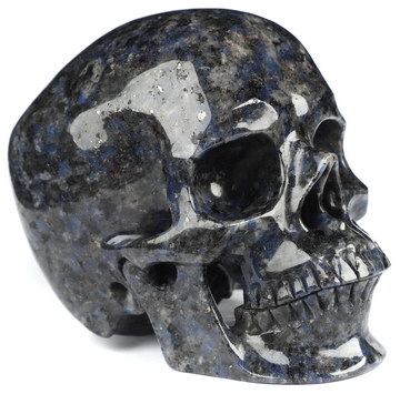 5.1" Chinese Sodalite Hand Carved Crystal Skull, Super Realistic, Crystal Healing