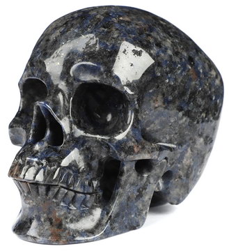 5.1" Chinese Sodalite Hand Carved Crystal Skull, Super Realistic, Crystal Healing