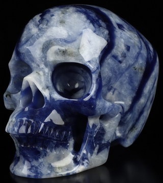 5.1" Sodalite Hand Carved Crystal Skull, Super Realistic, Crystal Healing
