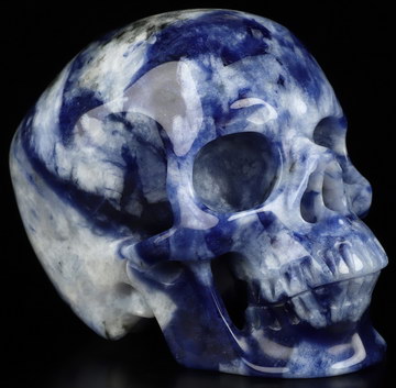 5.1" Sodalite Hand Carved Crystal Skull, Super Realistic, Crystal Healing