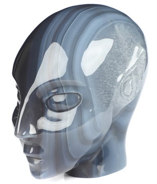 4.1" Premium Brazilian Agate Hand Carved Fairy Elf Alien Crystal Skull Companion Sculpture, Crystal Healing