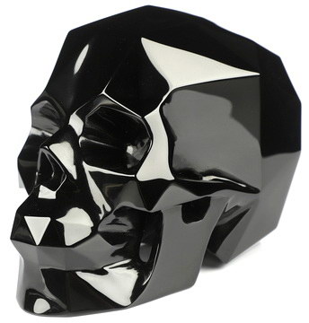 5.0" Faceted Black Obsidian Hand Carved Crystal Skull Sculpture, Crystal Healing