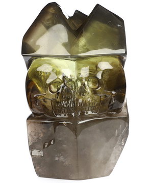Gemstone 5.2" Citrine Hand Carved Crystal Skull Fine Art Sculpture, Crystal Healing