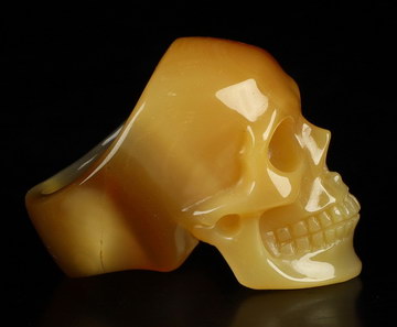 US Size #9 Carnelian Hand Carved Crystal Skull Ring, Skull Jewelry