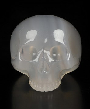 US Size #8 Agate Hand Carved Crystal Skull Ring, Skull Jewelry