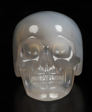 US Size #8.5 Agate Hand Carved Crystal Skull Ring, Skull Jewelry