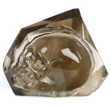 3.0" Smoky Quartz Rock Crystal Hand Carved Crystal Skull Fine Art Sculpture, Crystal Healing