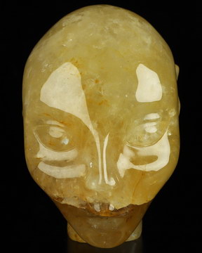 4.2" Golden healer Hand Carved Fairy Elf Alien Crystal Skull Companion Sculpture, Crystal Healing