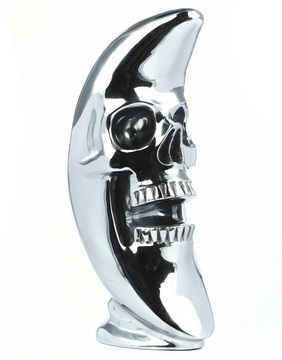 4.2" Tera-hertz Hand Carved Crystal Moon Skull Sculpture, Crystal Healing