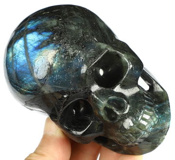 3.9" Labradorite Hand Carved Crystal Skull, Realistic, Crystal Healing