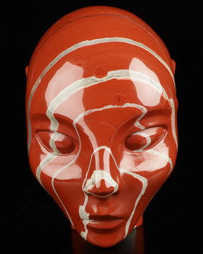 4.1" Red Jasper Hand Carved Fairy Elf Alien Crystal Skull Companion Sculpture, Crystal Healing