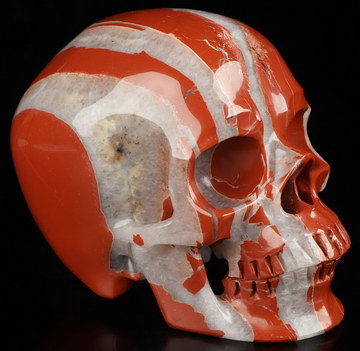 5.1" Red Jasper Hand Carved Crystal Skull, Super Realistic, Crystal Healing