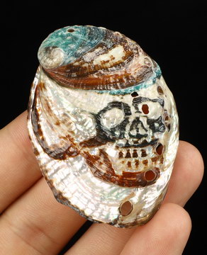 2.3" Shell Hand Carved Crystal Skull Fine Art Sculpture, Crystal Healing