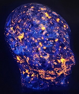 4.1" Yooperlites Hand Carved Fairy Elf Alien Crystal Skull Companion Sculpture, Crystal Healing