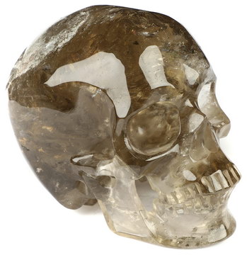 3.9" Smoky Quartz Rock Crystal Hand Carved Crystal Skull, Super Realistic, Crystal Healing
