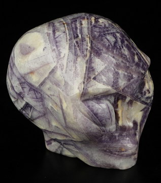 2.0" Purple Bamboo Leaves Agate Star Being Female Alien Crystal Skull Companion, Hand Carved Gemstone Fine Art Sculpture, Reiki Healing Stone Statue