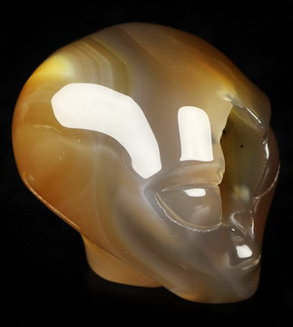 2.0" Agate Star Being Female Alien Crystal Skull Companion, Hand Carved Gemstone Fine Art Sculpture, Reiki Healing Stone Statue