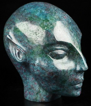 4.2" Ruby Kyanite Hand Carved Fairy Elf Alien Crystal Skull Companion Sculpture, Crystal Healing