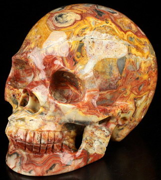 4.1" Crazy Lace Agate Hand Carved Crystal Skull, Realistic, Crystal Healing
