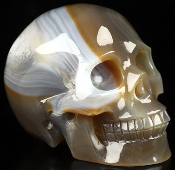 3.5" Agate Hand Carved Crystal Skull, Realistic, Crystal Healing
