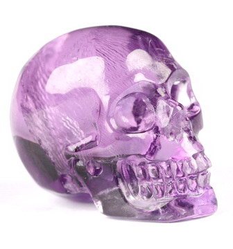 Gemstone 0.7" Amethyst Hand Carved Crystal Skull, Realistic, Crystal Healing
