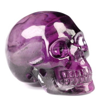Gemstone 0.7" Amethyst Hand Carved Crystal Skull, Realistic, Crystal Healing