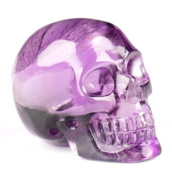 Gemstone 0.7" Amethyst Hand Carved Crystal Skull, Realistic, Crystal Healing
