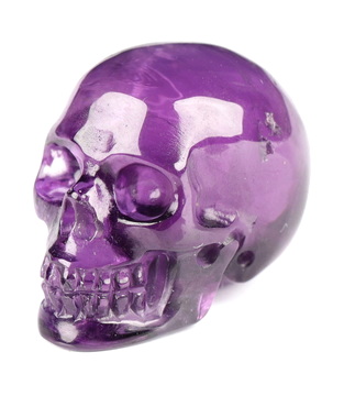 Gemstone 0.7" Amethyst Hand Carved Crystal Skull, Realistic, Crystal Healing