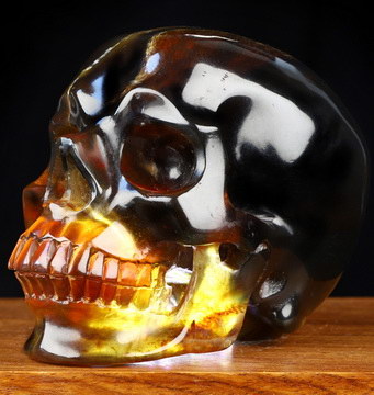 3.9" Copal Hand Carved Crystal Skull, Super Realistic, Crystal Healing