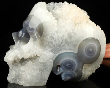 Super Realistic! Lifesized 6.7" Agate Hand Carved Crystal Skull, Crystal Healing
