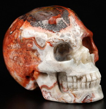 Gemstone 2.0" Red Crazy Lace Agate Hand Carved Crystal Skull, Realistic, Crystal Healing