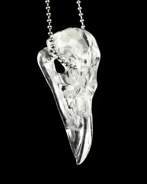 2.1" Quartz Rock Crystal Hand Carved Raven Crystal Skull  Sculpture, Crystal Healing