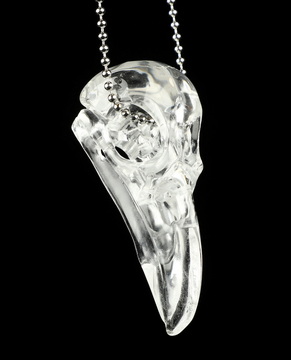 2.1" Quartz Rock Crystal Hand Carved Raven Crystal Skull  Sculpture, Crystal Healing