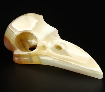 2.2" Agate Hand Carved Raven Crystal Skull  Sculpture, Crystal Healing