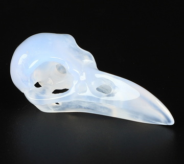 1.5" Blue Chalcedony Hand Carved Raven Crystal Skull  Sculpture, Crystal Healing