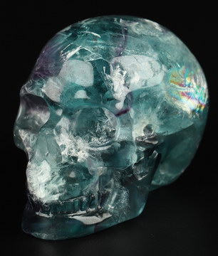 1.8" Fluorite Hand Carved Crystal Skull, Realistic, Crystal Healing