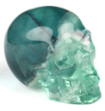 1.8" Fluorite Hand Carved Crystal Skull, Realistic, Crystal Healing