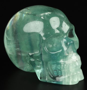 1.8" Fluorite Hand Carved Crystal Skull, Realistic, Crystal Healing