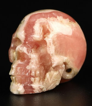 0.7" Rhodochrosite Hand Carved Crystal Skull, Realistic, Crystal Healing
