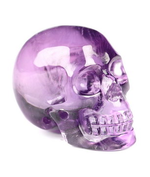 Gemstone 0.7" Amethyst Hand Carved Crystal Skull, Realistic, Crystal Healing
