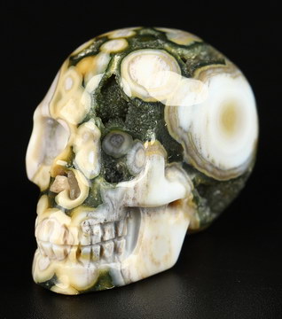 1.1" Ocean Jasper Hand Carved Crystal Skull, Realistic, Crystal Healing
