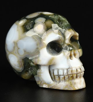 1.1" Ocean Jasper Hand Carved Crystal Skull, Realistic, Crystal Healing