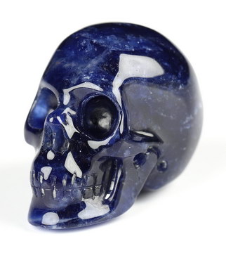 1.1" Sodalite Hand Carved Crystal Skull, Realistic, Crystal Healing