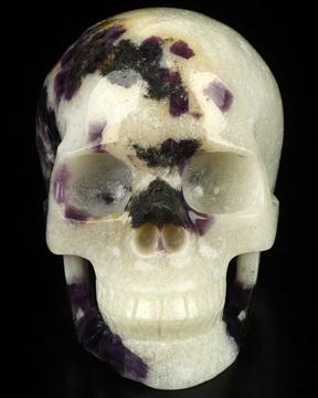 4.1" Purple white jade Hand Carved Crystal Skull, Realistic, Crystal Healing
