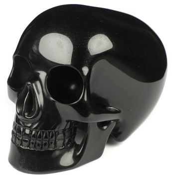5.1" Black Obsidian Hand Carved Mitchell-Hedges Crystal Skull Replica Sculpture, Crystal Healing