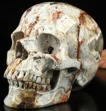 Gemstone Huge 6.2" Crazy Lace Agate Carved Crystal Skull,Super Realistic