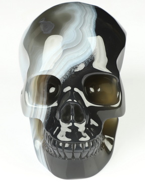 4.5" Agate Hand Carved Crystal Skull, Realistic, Crystal Healing