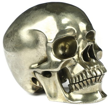 4.0" Pyrite Hand Carved Crystal Skull, Super Realistic, Crystal Healing