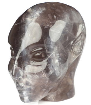 4.1" Fluorite Hand Carved Fairy Elf Alien Crystal Skull Companion Sculpture, Crystal Healing