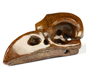 1.8" Dinosaur Sauropoda Bone Fossil Hand Carved Raven Crystal Skull  Sculpture, Crystal Healing